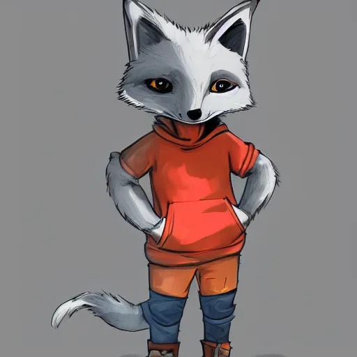 Image similar to fox wearing hoodie and pants, fursona furry art artstation