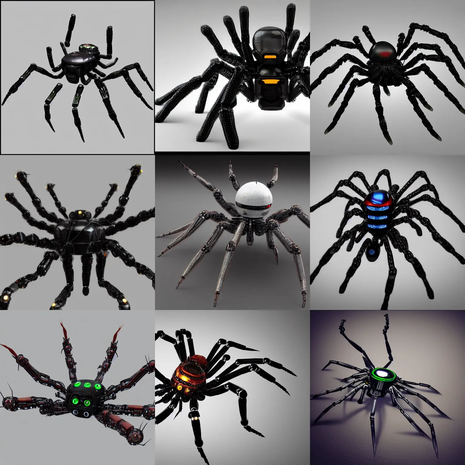 Prompt: robotic spider, realistic render