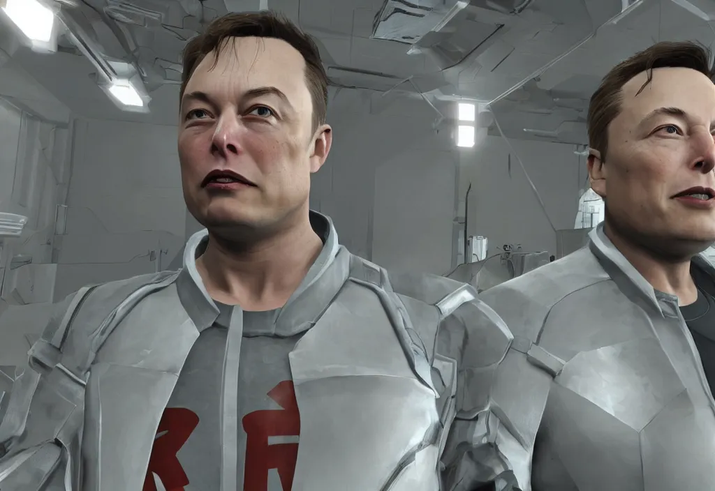 Image similar to elon musk in half life, elon musk in the video game half life, gameplay screenshot, close up, 3 d rendering. unreal engine. amazing likeness. very detailed.