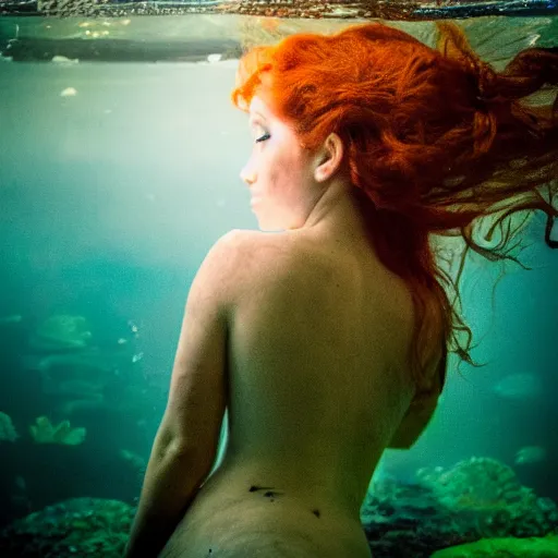 Image similar to the last mermaid in an old aquarium, circa 2009, photograph