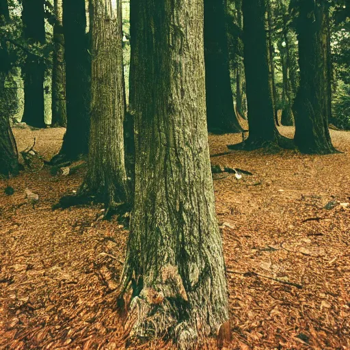 Image similar to photo of a tree on a forest landscape, disposable camera,