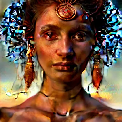 Image similar to photographic portrait of a stunningly beautiful renaissance suri tribe female maiden in soft dreamy light at sunset, contemporary fashion shoot, by edward robert hughes, annie leibovitz and steve mccurry, david lazar, jimmy nelsson, breathtaking, 8 k resolution, extremely detailed, beautiful, establishing shot, artistic, hyperrealistic, beautiful face, octane render