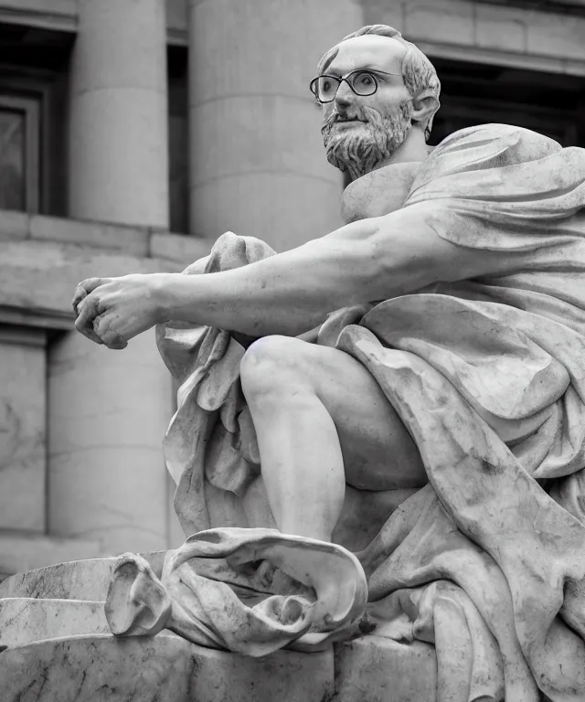 Image similar to marble statue of sean lock in trafalgar square, photo, 5 0 mm f / 2. 8