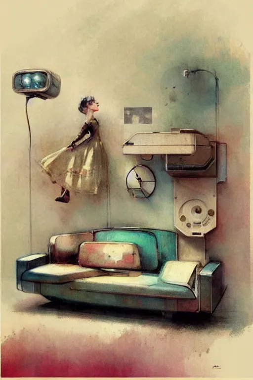 Image similar to ( ( ( ( ( 1 9 5 0 s retro future living room. muted colors. ) ) ) ) ) by jean - baptiste monge!!!!!!!!!!!!!!!!!!!!!!!!!!!!!!