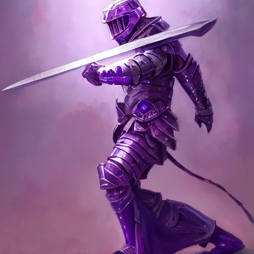 Image similar to reaching for a purple crystal armored mouse sword warrior, trending on Artstation, award winning, Oil Painting, 8k scan