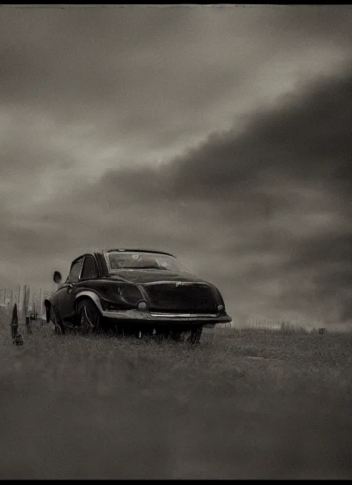 Image similar to car, in the style of the Dutch masters and Gregory Crewdson, dark and moody