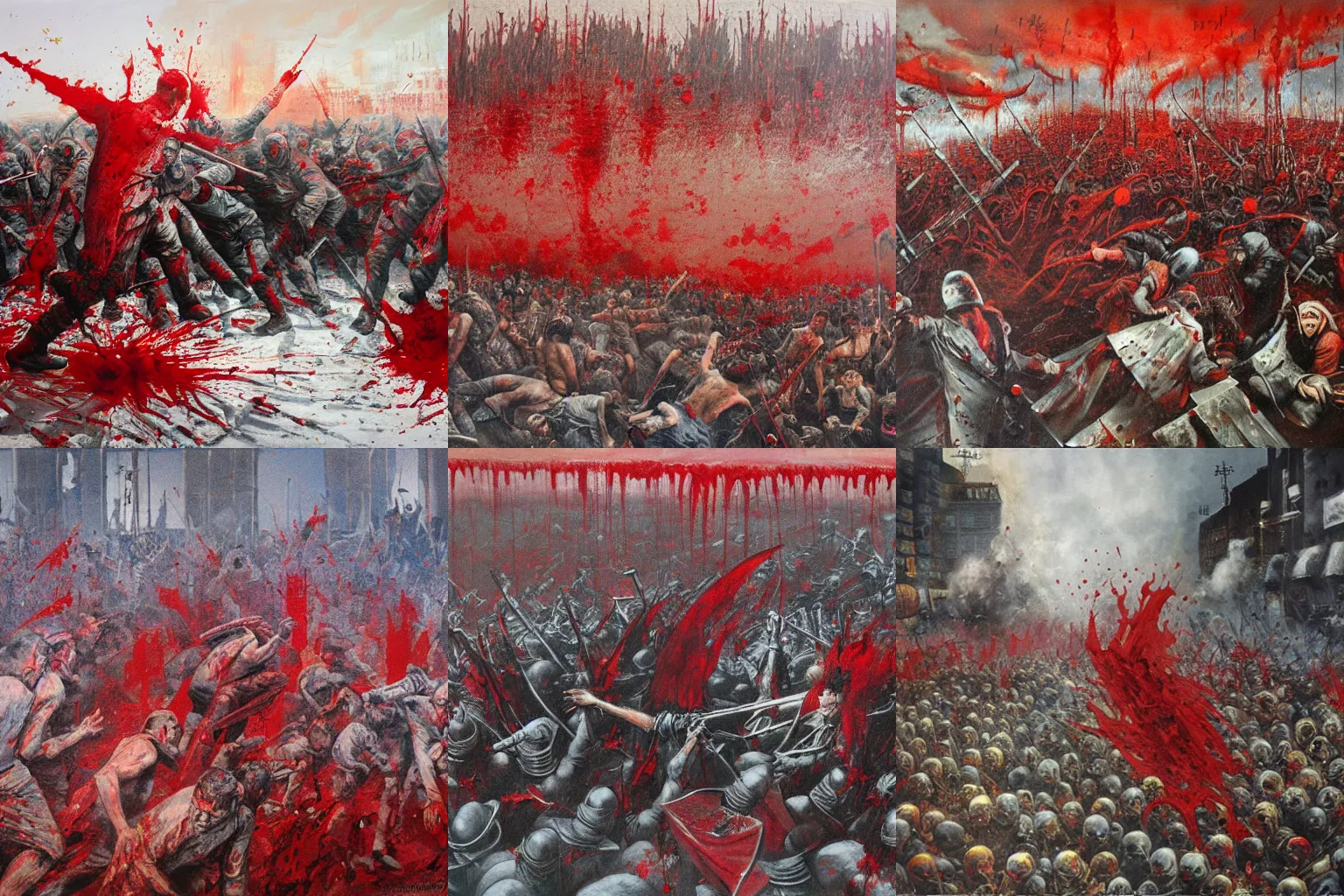 Prompt: blood flood and anarchy. painting by svetlin vassilev.