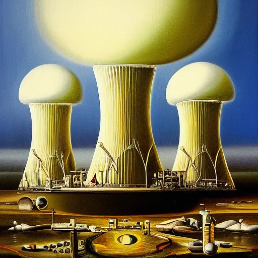 Image similar to A very detailed oil painting of a nuclear reactor by Slavador Dali