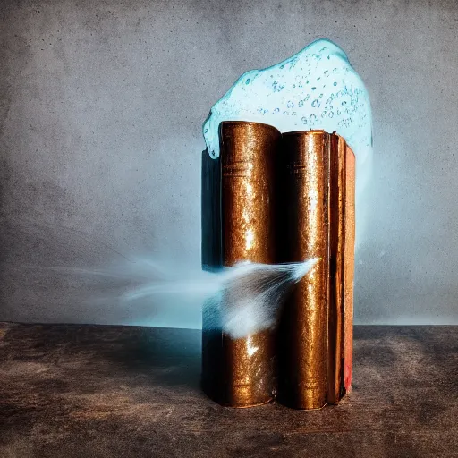 Image similar to studio photography of bible with a geyser of water bursting out of it