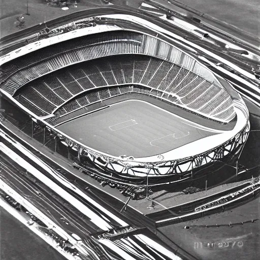 Image similar to olympic stadium, montreal, 1 9 7 6, digital art