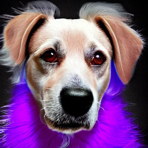 Prompt: ultra detailed photo of a dog with ultraviolet fur