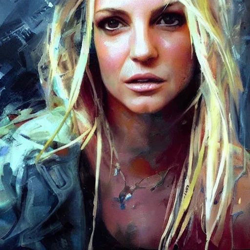 Image similar to britney spears and olivia wilde morphed together, hybrid, jeremy mann painting