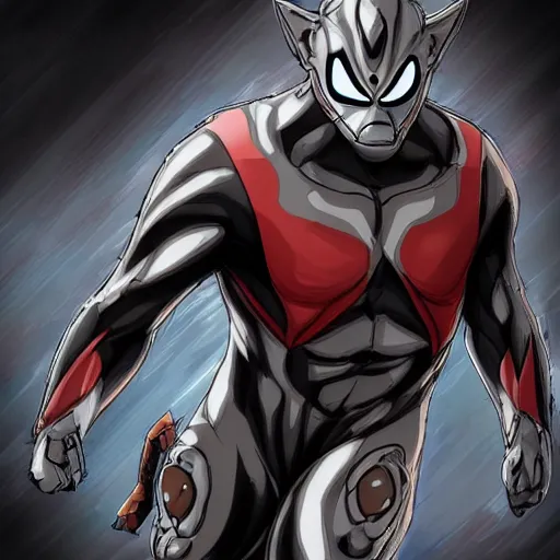 Image similar to Ultraman exposed to the symbiote and became Rocket Raccoon. concept art,high detailed,fine art,trending on Artstation, smooth draw,Sharp focus.