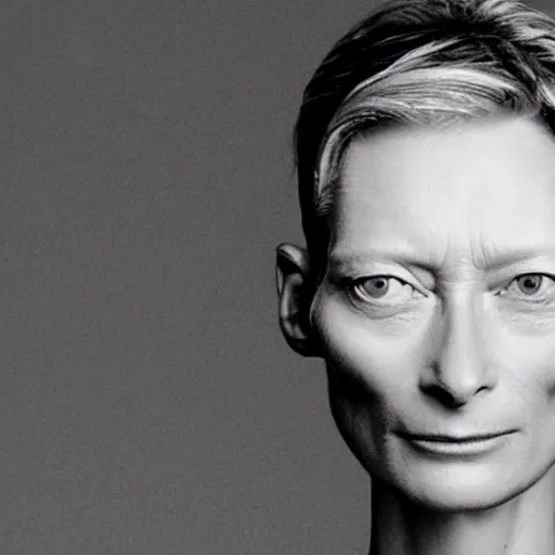 Image similar to a bowl of lentils with tilda swinton face