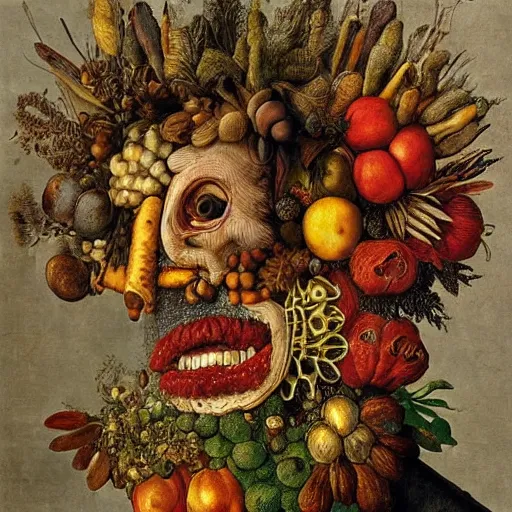 Prompt: a house by arcimboldo, giuseppe