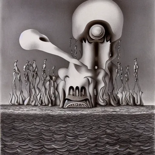 Prompt: Temple of the new gods. Dali. Yves Tanguy.