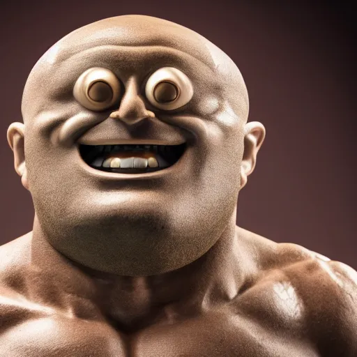 Image similar to strong muscular faceless god smiling, smile, 4 k, hd, photograph, highly detailed