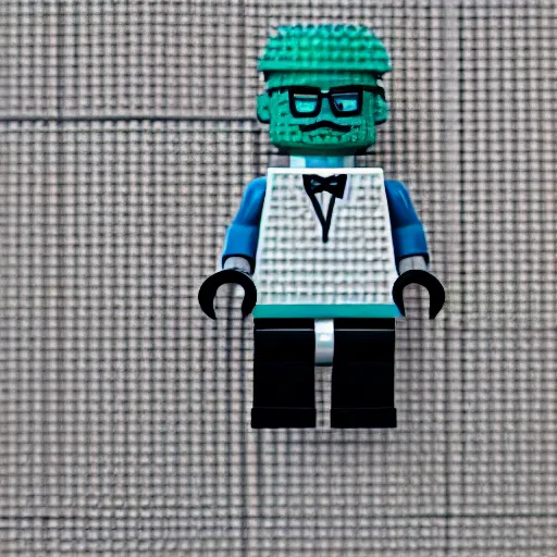 Image similar to walter white lego figure realistic photo 50mm lens