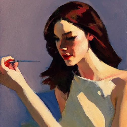 Image similar to artwork by malcolm liepke and edward hopper