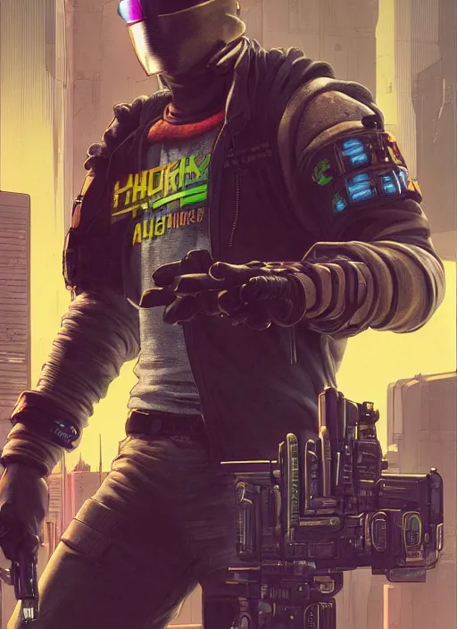 Prompt: cyberpunk mercenary. portrait by stonehouse and mœbius and will eisner and gil elvgren and pixar. realistic proportions. cyberpunk 2 0 7 7, apex, blade runner 2 0 4 9 concept art. cel shading. attractive face. thick lines.