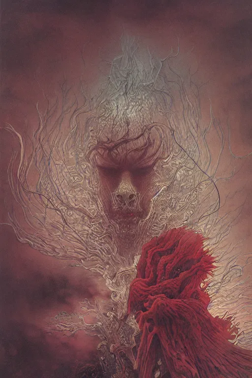 Image similar to 中 元 节, 中 国 鬼 节, king of hell, comic book page, psychedelic lights and fog, in the style of zdzislaw beksinski, ayami kojima, takato yamamoto, barclay shaw, karol bak, glowing light and shadow, hyperrealist, 8 k