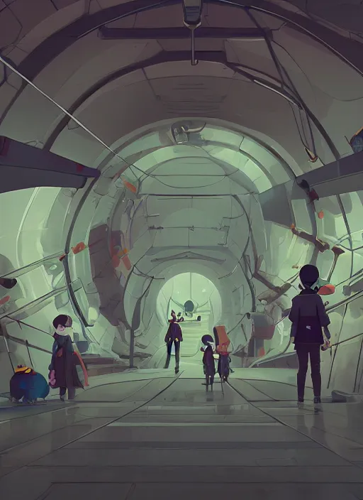 Image similar to underground futuristic tunnel, nuclear powered, detailed, futuristic, cory loftis, james gilleard, atey ghailan, makoto shinkai, goro fujita, studio ghibli, rim light, exquisite lighting, clear focus, very coherent, plain background