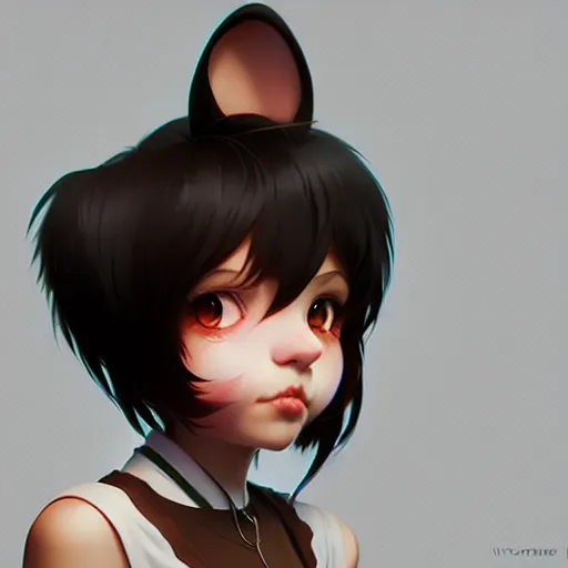 Image similar to character design portrait of an anthropomorphic furry rat girl with rat ears and a tail, 4 k, concept art, by wlop, ilya kuvshinov, artgerm, krenz cushart, pixiv.