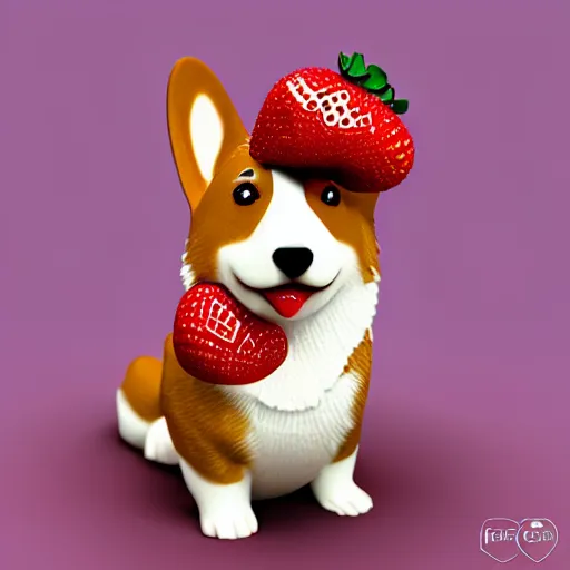 Image similar to corgi with strawberry skin, in strawberry jam : ornate, dynamic, particulate, intricate, elegant, highly detailed, centered, artstation, smooth, sharp focus, octane render