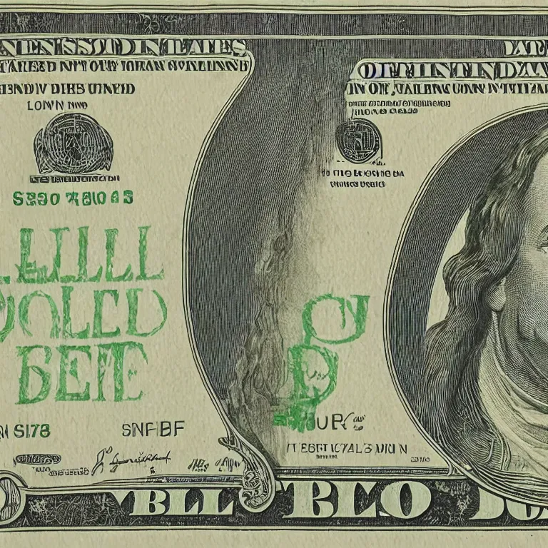 Prompt: dollar bill drowning in sea of burning oll general view waves