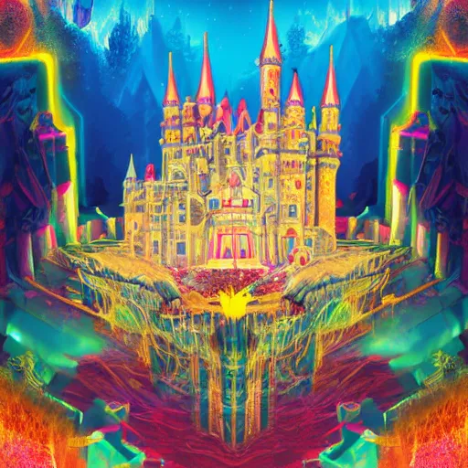 Image similar to crystalpunk hallucinatory castle