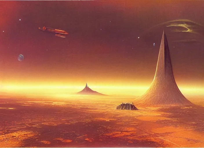 Image similar to a spaceship in an empty landscape by bruce pennington