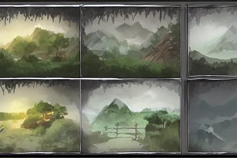 Image similar to landscape composition thumbnails, concept art