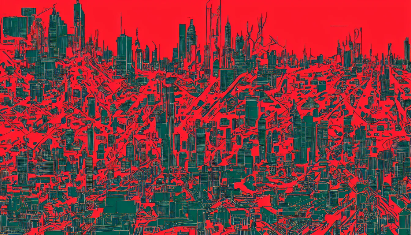 Prompt: Detroit by Kilian Eng, minimalist, detailed