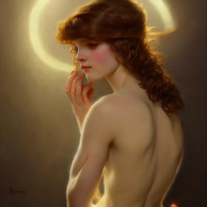 Image similar to being of light, diffuse lighting, fantasy, intricate, elegant, highly detailed, lifelike, photorealistic, digital painting, artstation, illustration, concept art, smooth, sharp focus, art by john collier and albert aublet and krenz cushart and artem demura and alphonse mucha