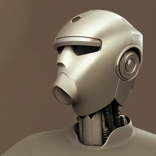 Image similar to an amazing robot-helmet, robotic head-bust portrait, of a sci-fi, human robot hybrid with weaponized systems built into the 3d helmet, cgi, zbrush, blender, octane render