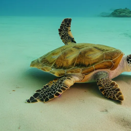 Prompt: a loggerhead sea turtle