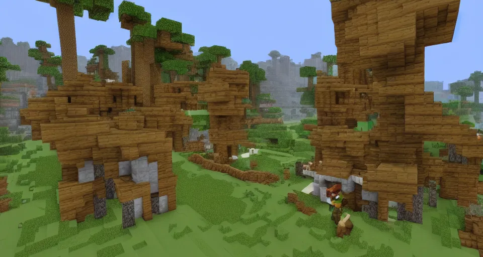 Image similar to Minecraft Alpha screenshot look at this cool build I made