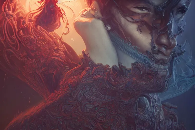 Image similar to portrait isometric drawing, demon woman, intricate, epic lighting, cinematic composition, hyper realistic, 8 k resolution, unreal engine 5, by artgerm, tooth wu, dan mumford, beeple, wlop, rossdraws, james jean, andrei riabovitchev, marc simonetti, yoshitaka amano, artstation