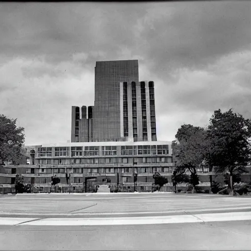 Prompt: the mayo clinic during an alien invasion, found footage