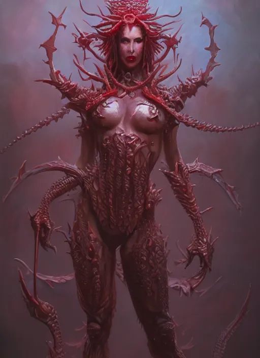 Image similar to a detailed full body portrait of the queen of blades, diablo 4 lilith, sideshow figurines, by dorian cleavenger, greg rutkowski, wlop, astri lohne, zdzisław beksinski trending on artstation