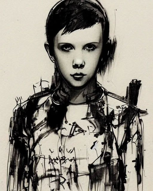 Image similar to pencil sketch of millie bobby brown by yoji shinkawa