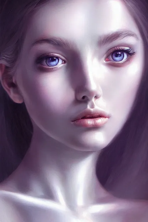 Image similar to a photorealistic painting of an attractive young girl, partially clothed in ethereal armor emitting psychic powers, beautiful bone structure, perfectly proportioned face, perfect eyes, intricate, elegant, highly detailed, hyper detailed, volumetric lighting, trending on tumblr, by artgerm, by loish, fantasy scene, fantasy aesthetic, trending on Artstation