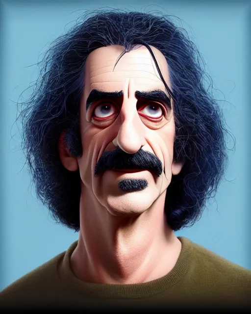 Image similar to disney pixar portrait 8 k photo of frank zappa : : by weta, greg rutkowski, wlop, ilya kuvshinov, rossdraws, artgerm, annie leibovitz, rave, unreal engine, alphonse mucha : :