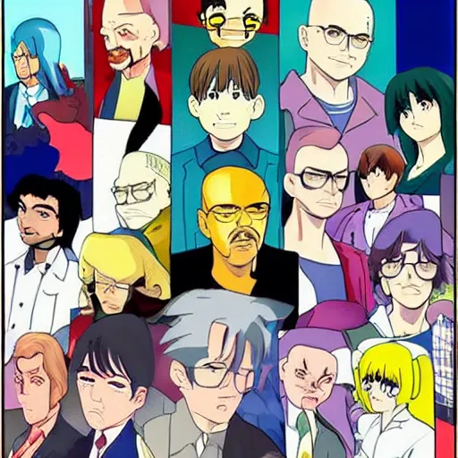 Prompt: breaking bad as a 9 0's anime