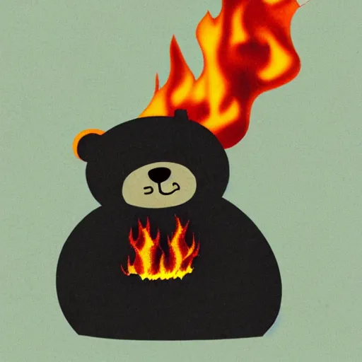Prompt: a bear that has caught on fire and is now engulfed in flames
