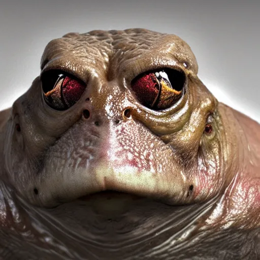 Prompt: hyperrealistic mixed media image of a ( info wars alex jones ) as a ( ( bullfrog ) ), stunning 3 d render inspired art by greg rutkowski and xiang duan and thomas eakes, perfect symmetry, flesh texture, realistic, highly detailed attributes and atmosphere, dim volumetric cinematic lighting, 8 k octane detailed render, post - processing, masterpiece,