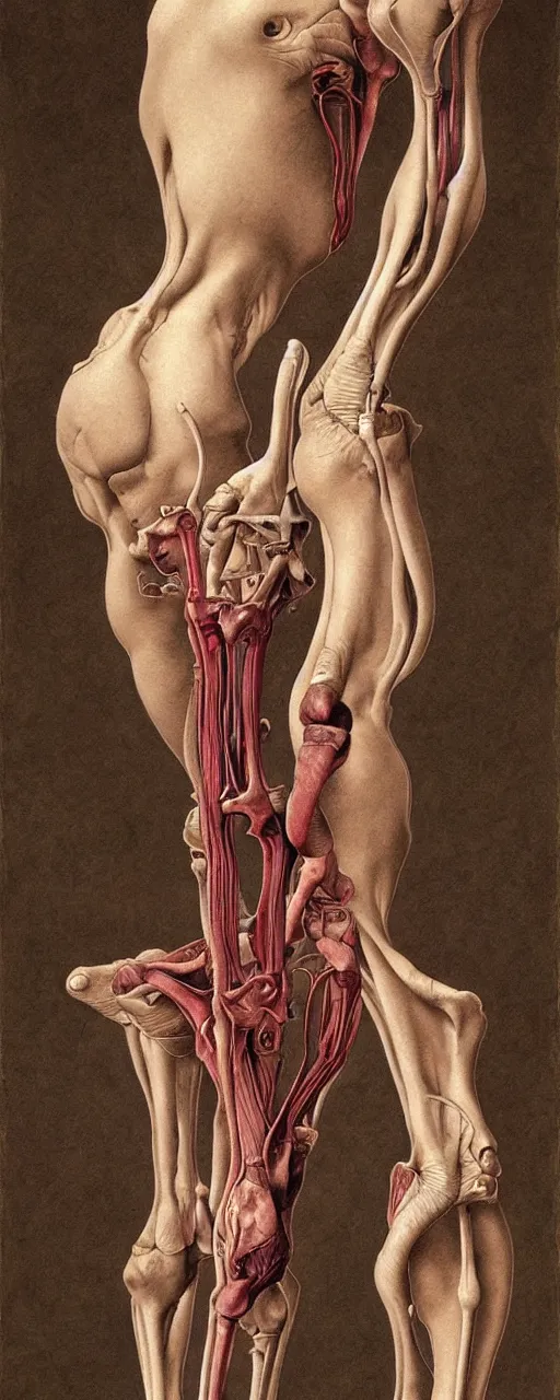 Image similar to human calf and tibia and humorous artists anatomy in the style of wayne barlowe, gustav moreau, goward, bussiere, roberto ferri, santiago caruso, luis ricardo falero, dali