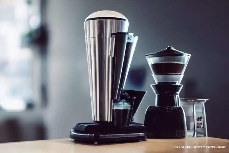 Prompt: futuristic coffee maker designed by Apple, XF IQ4, 150MP, 50mm, f/1.4, ISO 200, 1/160s, natural light, Adobe Photoshop, Adobe Lightroom, DxO Photolab, Corel PaintShop Pro, rule of thirds, symmetrical balance, depth layering, polarizing filter, Sense of Depth, AI enhanced