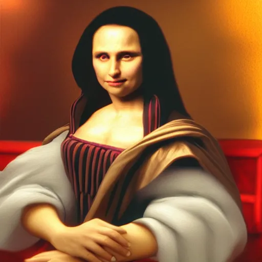 Prompt: Donald trump as Mina Lisa, realistic artstyle, wide shot, dramatic lighting, octane render, hyperrealistic, high quality, highly detailed, HD, beautiful, cinematic, 8k, unreal engine, facial accuracy, symmetrical