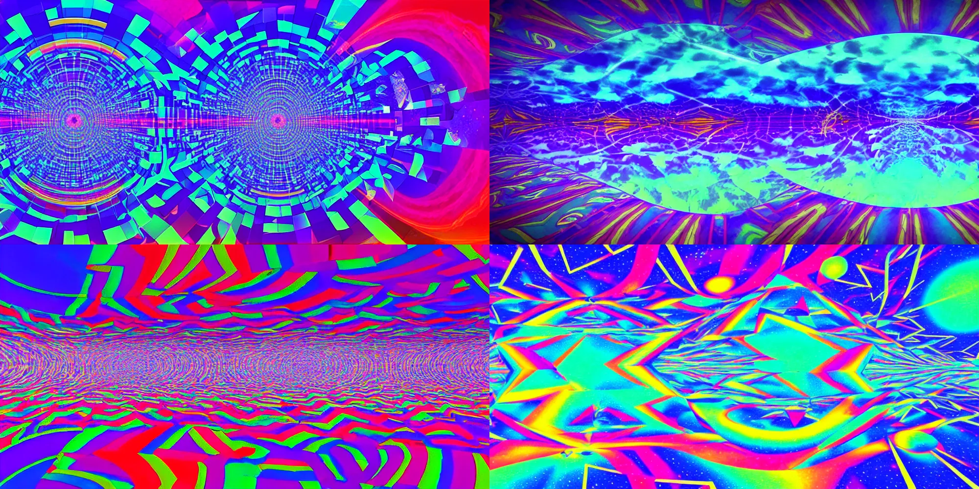 Prompt: 3D astral psychedelic cinema geometric fantasy landscape